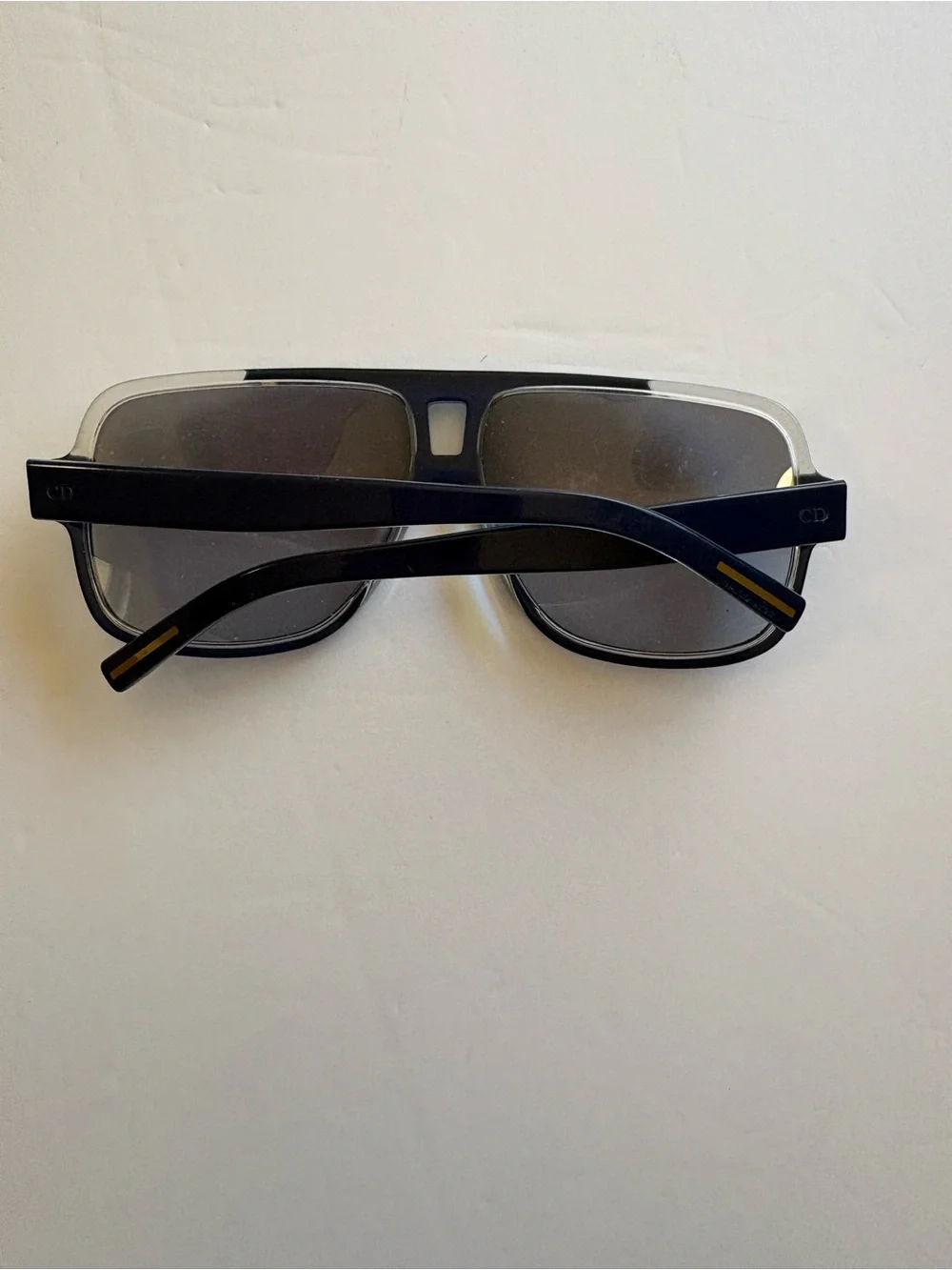 Christian Dior Black tie Aviator-Style Sunglasses in Dark Blue with Gray Lenses